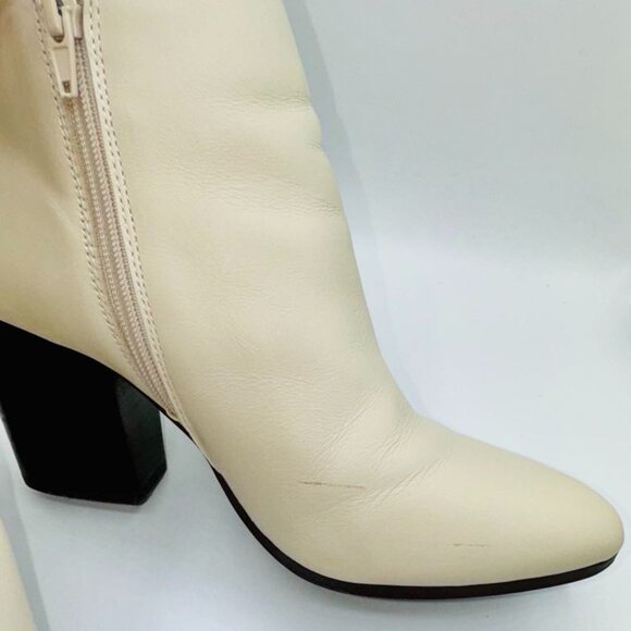 Aldo Ivory Genuine Leather Stacked Heel Boots Booties Size 9 - Picture 5 of 7